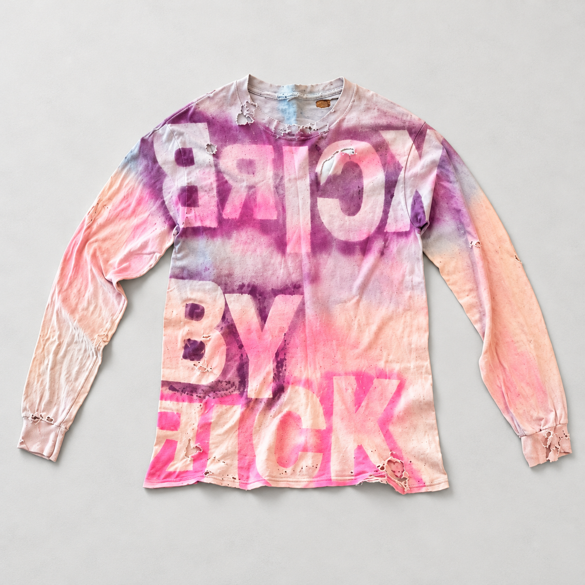 BRICK BY BRICK 002 Pink / Purple Long Sleeve, studio front view