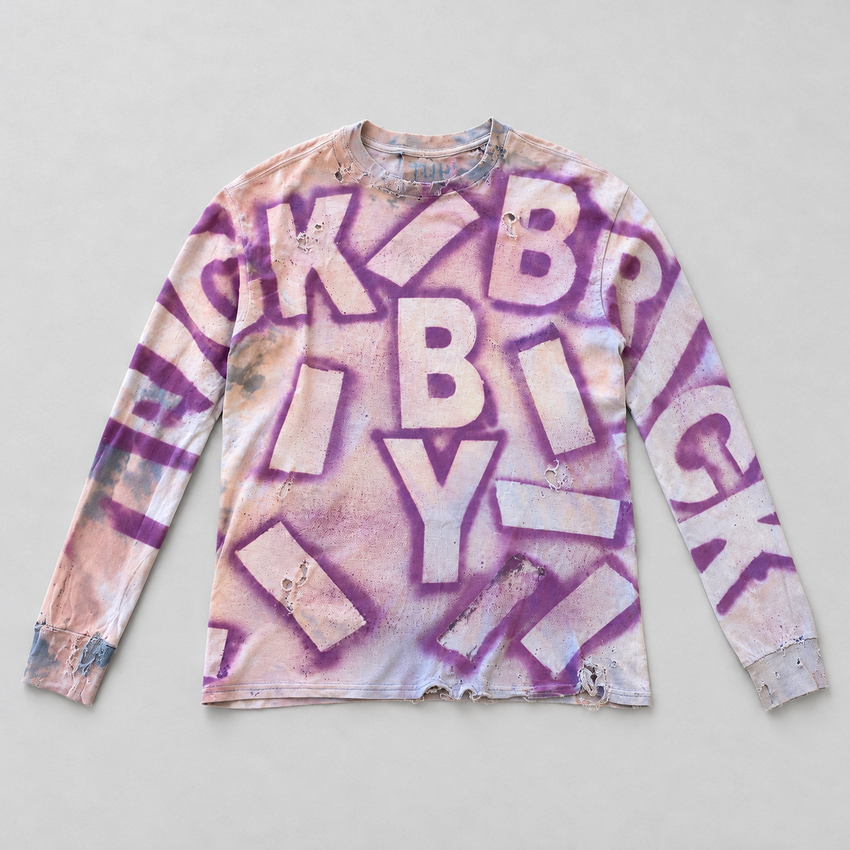 BRICK BY BRICK 006 Pink / Purple Sleeve Lettering Long Sleeve, front view