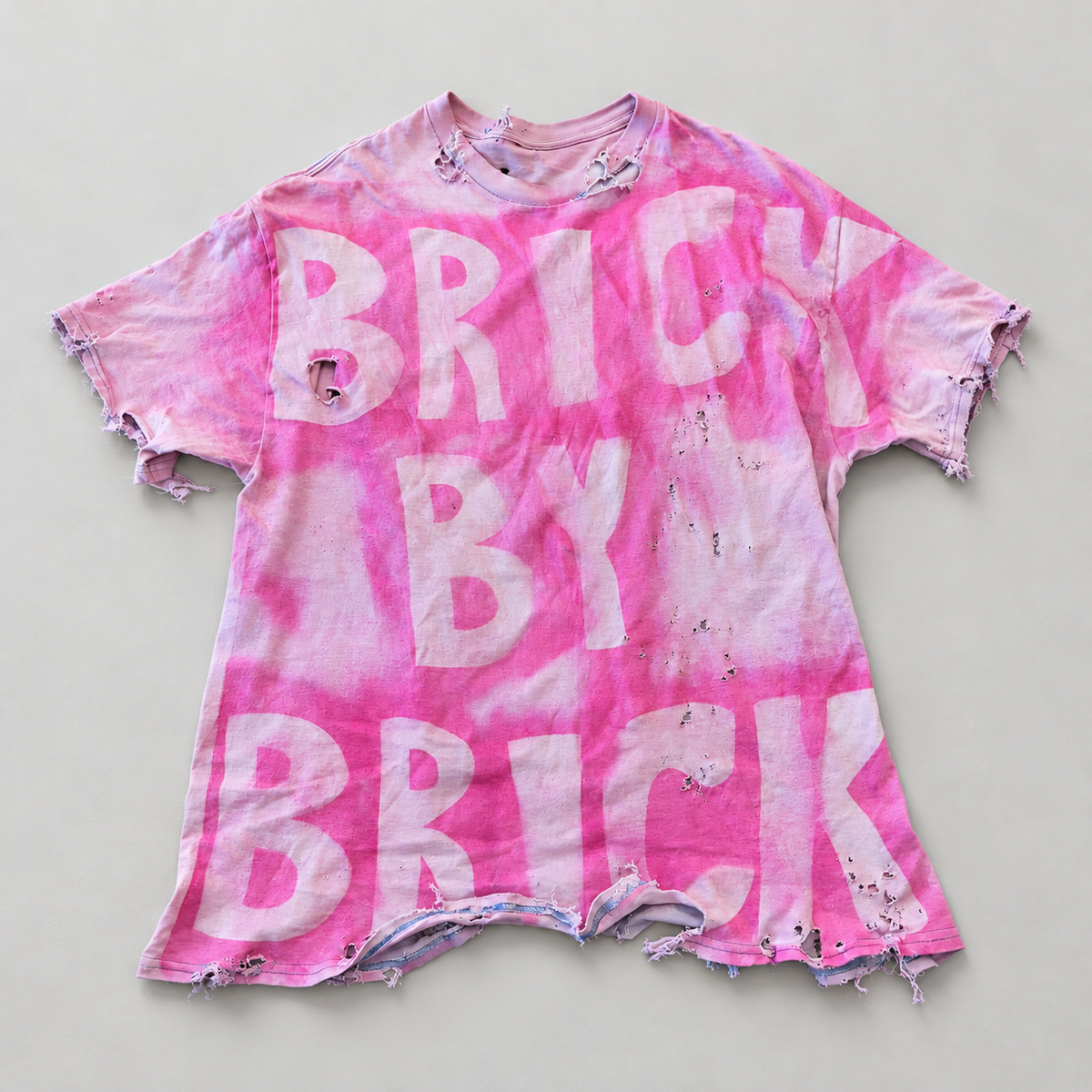BRICK BY BRICK 011 Bright Pink Tee, front view