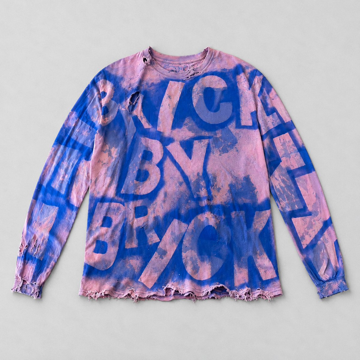 BRICK BY BRICK 012 Pink / Blue Brick Sleeves Long Sleeve, front view